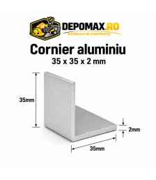 Cornier aluminiu 35 x 35 x 2 mm, 6 metri (EN AW-6060)